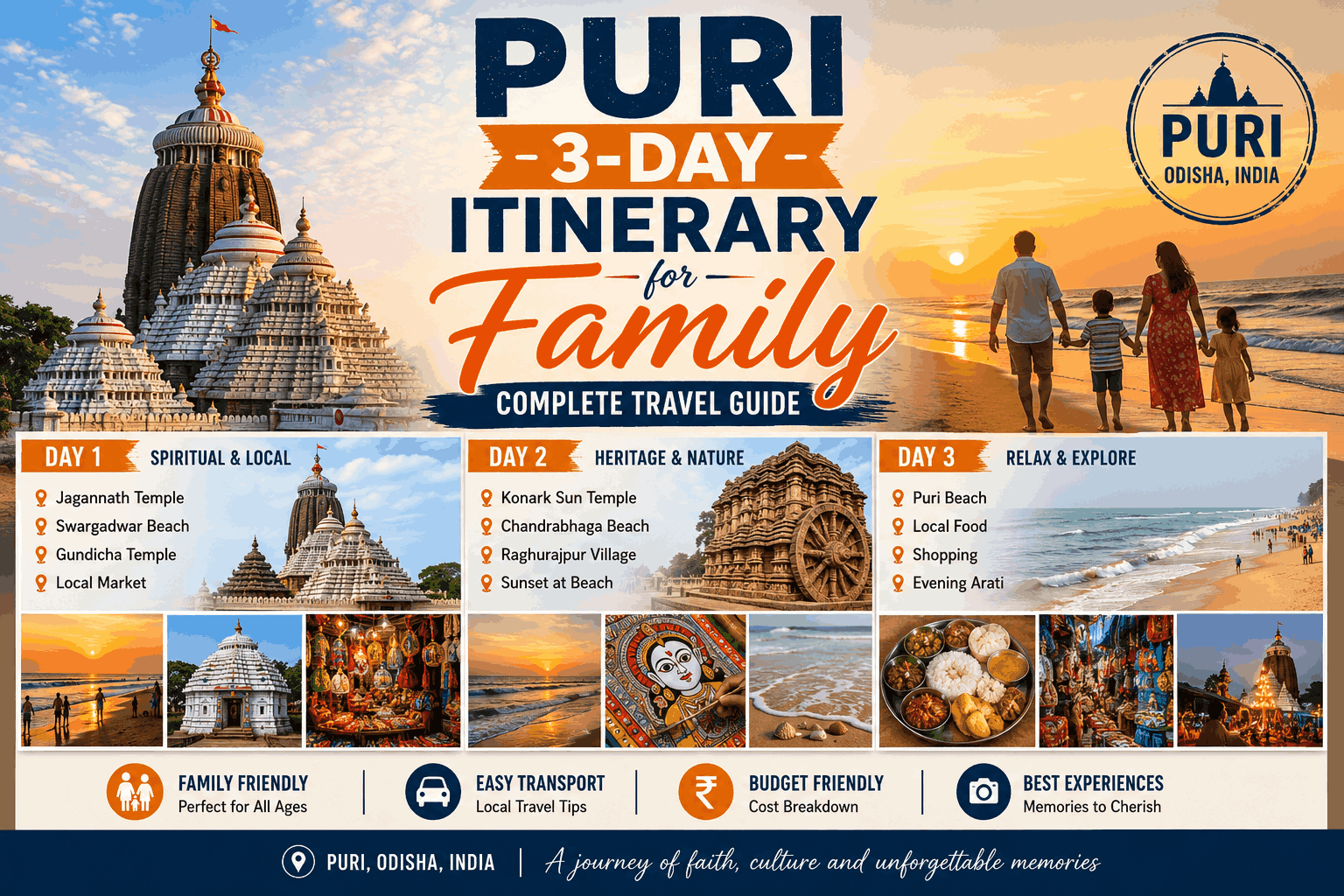 puri 3 day itinerary for family